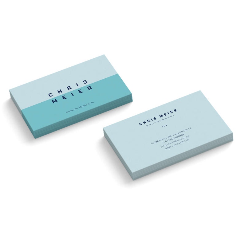 Have personalized business cards printed in high quality, various colours, 85 x 55 mm, company cards printed on one or both sides Blau 2-seitig