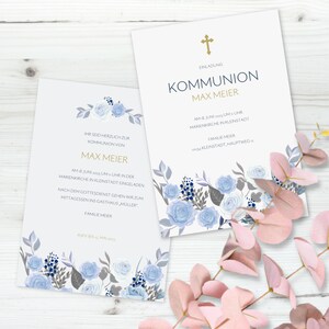 Kommunion | Konfirmation Einladungskarten online individuell gestalten | personalisieren bedrucken | Erwachsenwerden | Feier | Einladung