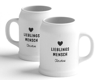 Bierkrug personalisiert | Bierkrug Lieblingsmensch mit Name | bedruckter Bierkrug mit Wunschtext | Lieblingsmensch Bierkrug in 3 Größen