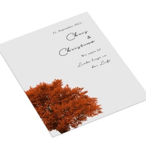 Tarjetas de globos personalizadas con motivo de árbol, tarjetas de felicitación únicas inspiradas en la naturaleza, diseños de tarjetas de globos individuales en estilo otoñal