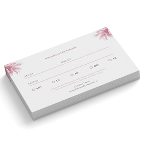 Personalisierte Terminkarten drucken | Terminkärtchen mit eigenen Daten adaptiert + gedruckt | Terminzettel Vorlage zum Anpassen und Drucken