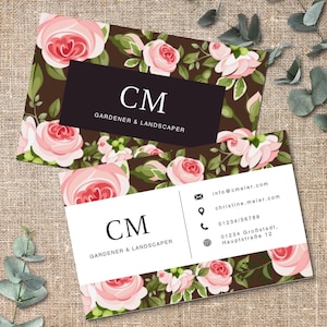 cartão de visita personalizado do teste padrão cor-de-rosa | 1 ou 2 lados | Perfeito para floristas, indústrias de beleza e casamentos | 85x55mm | 350g mate