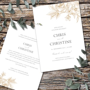 Einladungskarten mit Wunschtext personalisiert | Hochwertig bedruckte Einladungskarten für Hochzeit,   Jubiläum, Geburtstag angepasst | A6