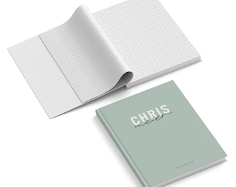 Gepersonaliseerde notitieboekje in verschillende ontwerpen om te personaliseren, hardcover A5 notitieboek met naam, 128 binnenpagina's, vierkant, A5 notitieboek