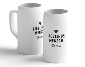 Bierkrug personalisiert | Bierkrug Lieblingsmensch mit Name | bedruckter Bierkrug mit Wunschtext | Lieblingsmensch Bierkrug in 3 Größen