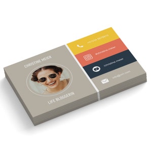 Hochwertige Visitenkarten angepasst und gedruckt | personalisierte BLOGGER Kontaktkarten mit Foto | 85x55 mm | 1- oder 2-seitig | 350g/m
