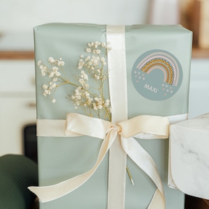 Adesivi rotondi personalizzati, etichette da 40 mm su carta naturale, adesivi regalo con nome, etichetta motivo arcobaleno, vari colori