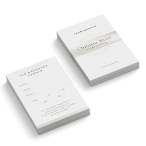 Terminkarte weiß | personalisierte Terminkarten drucken | Anpassung mit Ihren Daten | verschiedene Designs für Praxis, Salon, Studio im Shop
