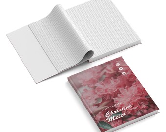 Notitieboekje bloemen aanpasbaar, A5 notitieboekje met naam in verschillende designs, 128 binnenpagina's, vierkant, notitieboek DIN A5 gepersonaliseerd