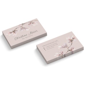 Personalizza biglietti da visita, personalizza la stampa con modello di logo per biglietti da visita stampati e fiore rosa personalizzato