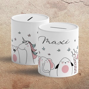 Children&#39;s ceramic money box with name | personalized money box printed | can be printed in different colors | Children&#39;s piggy bank with name