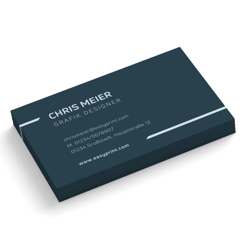 Visitenkarten personalisieren und drucken, Visitenkarten in verschiedenen Farben, 85x55 mm, 1 oder 2-seitig bedruckte Businesskarten Blau 1-seitig