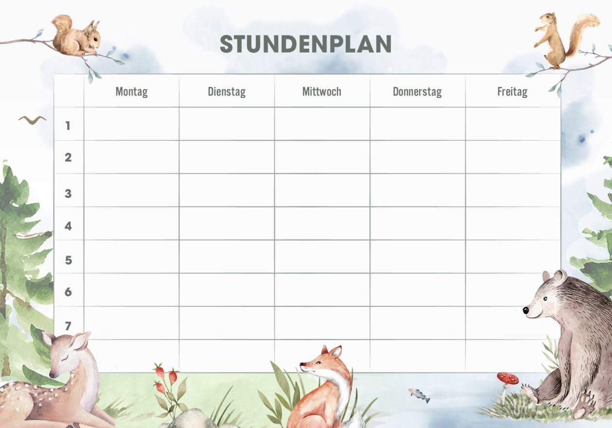 Stundenplan Acryl WALDTIERE