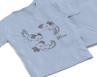 Personnalisez des t-shirts pour enfants en ligne | personnaliser | Filles Garçons | T-shirt imprimé | différentes couleurs | Axolotls | 1 pièce