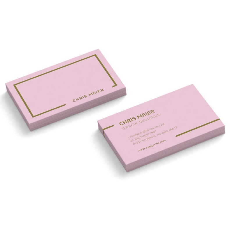 Visitenkarten personalisieren und drucken, Visitenkarten in verschiedenen Farben, 85x55 mm, 1 oder 2-seitig bedruckte Businesskarten Rosa 2-seitig