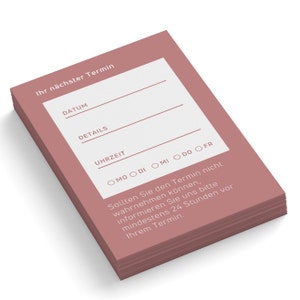 Personalisierte Terminkarten drucken | Terminzettel Design mit eigenen Daten angepasst und gedruckt | Hochwertige Terminkarten mit Logo