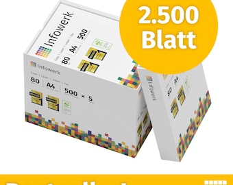 Infowerk Druckerpapier Kopierpapier 2.500 Blatt (5 x 500) A4 80g Premium Hochweiß 160 CIE Testsieger PEFC