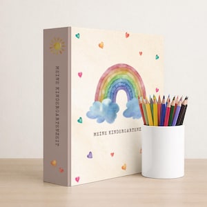 Raccoglitore ad anelli DIN A4 con motivo arcobaleno, cuore e nuvola | Progetta e personalizza online | Stampa | Raccoglitore | Cartella | Album fotografico | Raccoglitore ad anelli