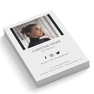 Visitenkarten mit eigenem Foto und Daten personalisiert | Vorstellungskarte angepasst | 85x55 mm | 1- oder 2-seitig bedruckt | 350g/m Matt