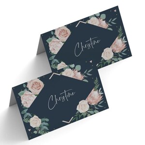 Naamkaarten met rozenlijst - Op maat gemaakte en persoonlijke, personaliseerbare plaatskaarten, plaatskaarten met romantische rozenlijsten