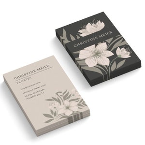 Ontwerp en print visitekaartjes met bloemenmotief, gepersonaliseerde visitekaartjes met bloemen, pas unieke visitekaartjes met bloemen aan