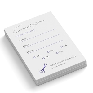 Imprima cartões de consulta | cartões de marcação personalizados impressos com os seus dados | Design CABELEIREIRO | Salão de Cabeleireiro | Estúdio de cabeleireiro