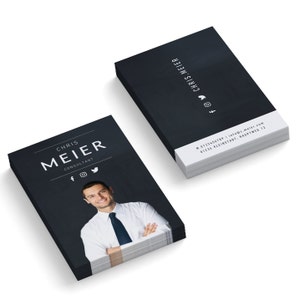 Visitenkarten schwarz personalisieren | personalisierte Visitenkarten mit Foto | 85x55 mm | Visitenkarten Design 1- oder 2-seitig bedruckt