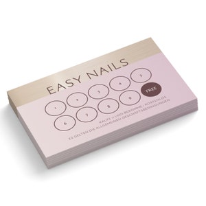 Imprima cartões de bônus personalizados | Cartões de fidelidade NAGEL DESIGN impressos com seus dados |  1 ou 2 lados | para cosméticos, cabeleireiro e muito mais.