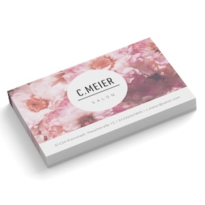 Imprimir cartões de visita personalizados | Cartões de visita flores | Impresso em 1 lado ou ambos os lados | 85x55mm | para design de unhas, treinador e muito mais.
