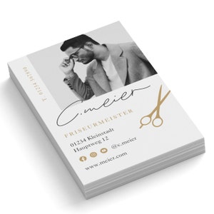 Visitenkarten Friseurgeschäft | Visitenkarte personalisiert | 85x55 mm | 1- oder 2-seitig | 350g/m Matt | Visitenkarten Design "Hairdresser"