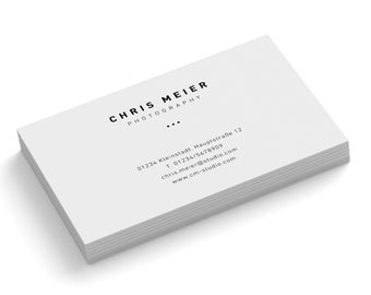 Laat gepersonaliseerde visitekaartjes drukken in hoge kwaliteit, in diverse kleuren, 85 x 55 mm, bedrukt aan één of beide zijden.