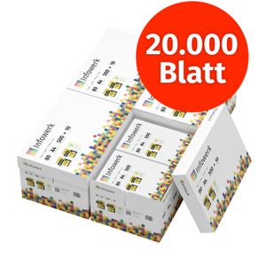 Carta per stampante Infowerk carta per fotocopie 20000 fogli 40 x 500 A4 80g bianco brillante premium 160 vincitore del test CIE certificato ambientale PEFC
