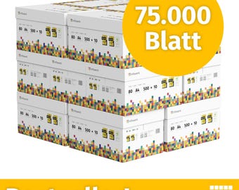 Infowerk Druckerpapier Kopierpapier 75.000 Blatt (150 x 500) A4 80g Premium Hochweiß 160 CIE Testsieger PEFC