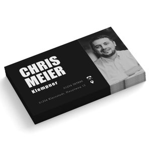 Visitenkarten schwarz individualisiert und gedruckt | personalisierte Businesskarten mit deinen Daten bedruckt | 85x55 mm | 1- oder 2-seitig