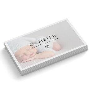 Visitenkarten mit eigenem Foto personalisiert + gedruckt, Firmenkarten mit Ihren Daten + Foto angepasst drucken, 85x55 mm, 1- oder 2-seitig