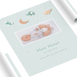 Stampa poster nascita con foto e testo desiderato, diversi modelli di poster tra cui scegliere, poster per bambini stampato su un lato, DIN A3 o DIN A2