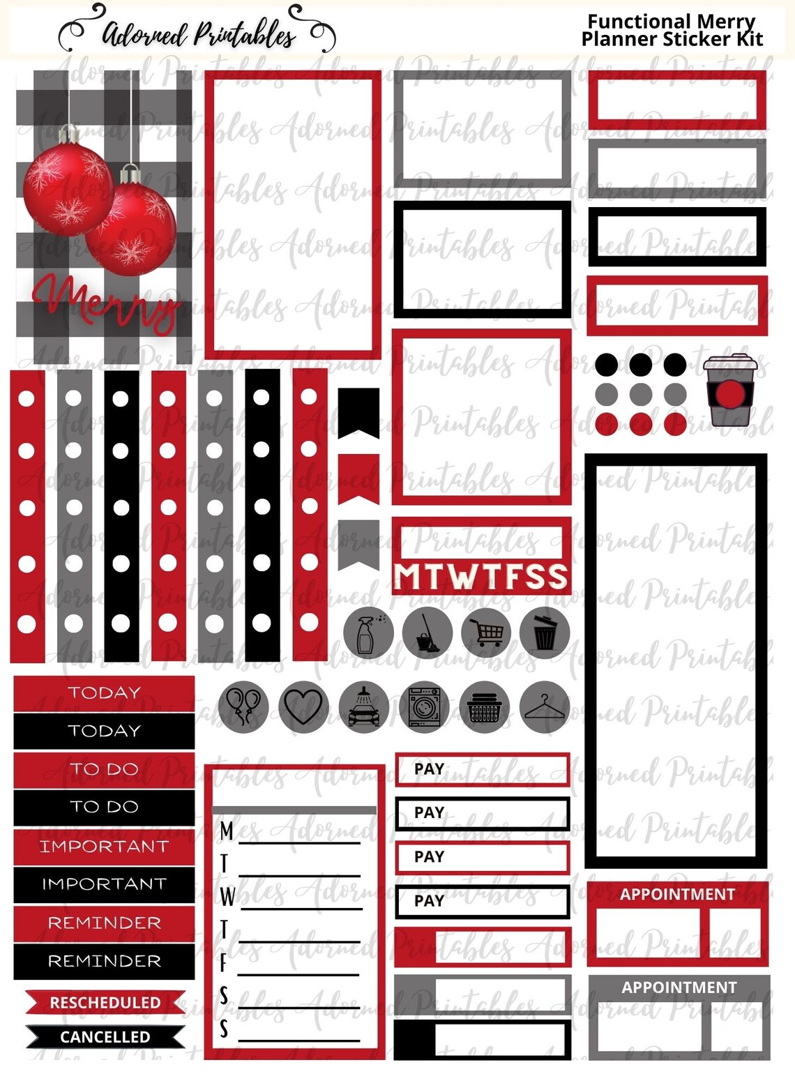 Functional Sticker Kit Planner Stickers Christmas Planner - Etsy