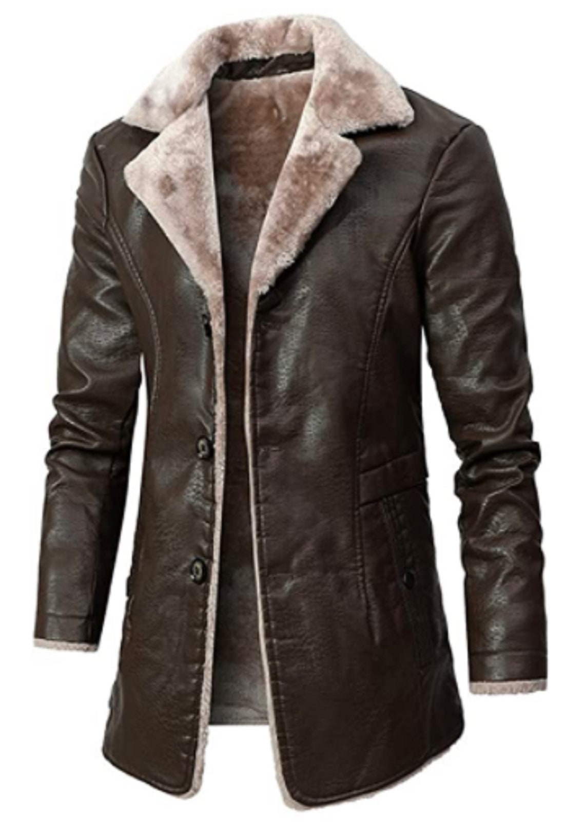 Men's Real Leather Jacket Thick Fur Shearling Lapel Collar - Etsy
