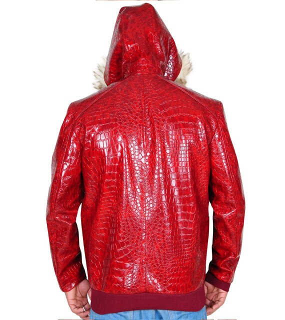 Red Crocodile Leather Jacket