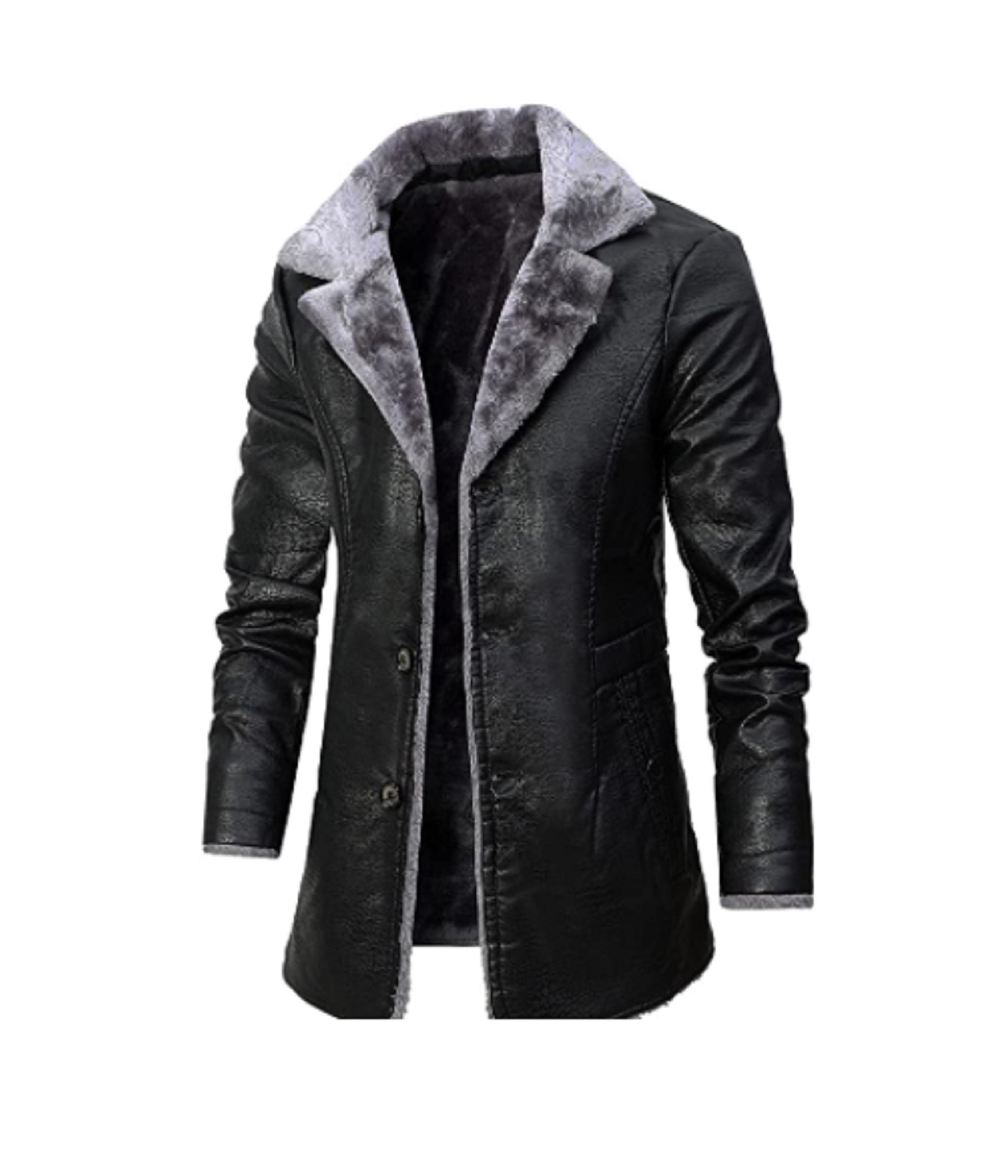 Men's Real Leather Coat Thick Fur Shearling Lapel Collar - Etsy