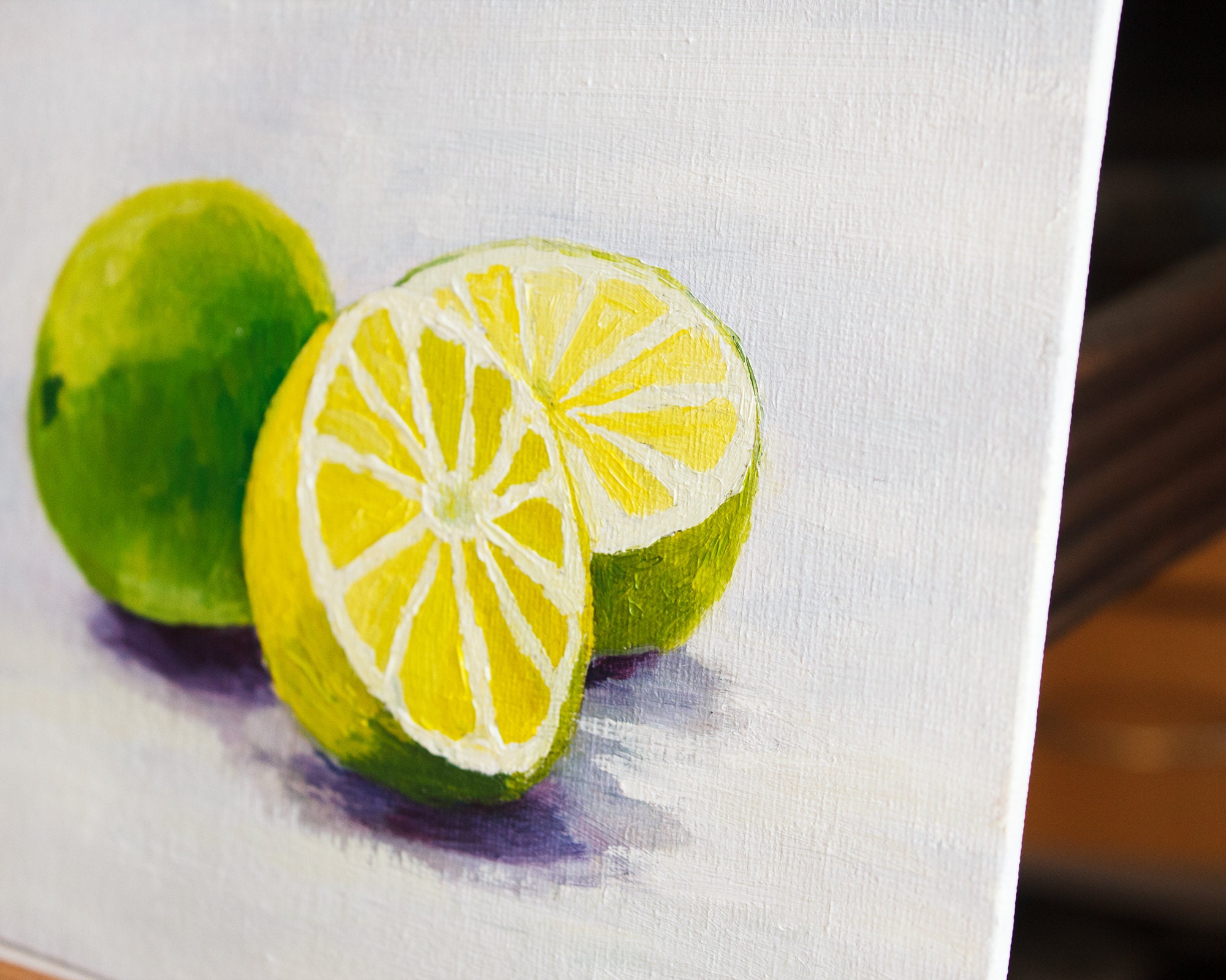 Lime Painting Fruit Original Art Limes Still Life 6 by 8 Fruit Etsy