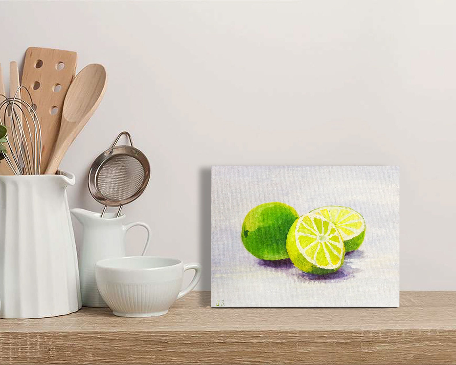 Lime Painting Fruit Original Art Limes Still Life 6 by 8 Fruit Etsy