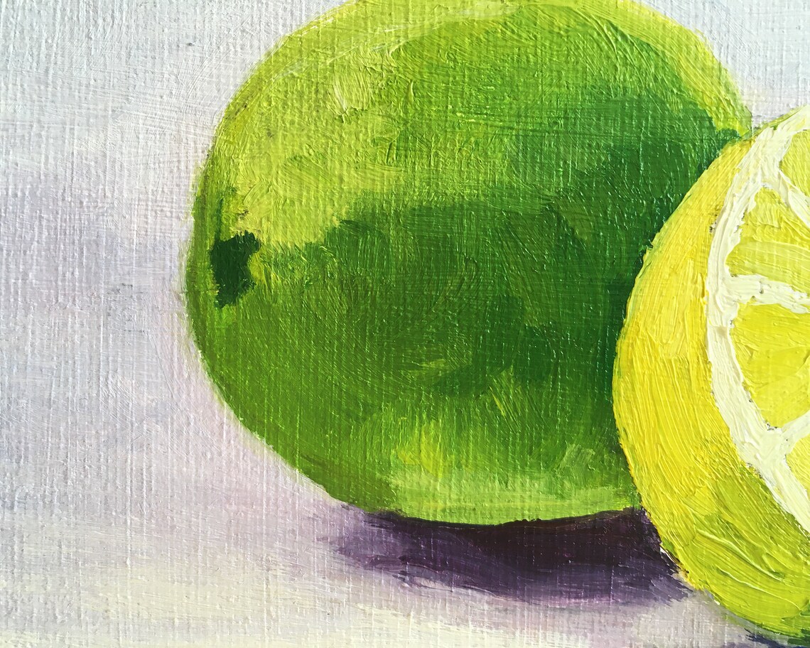 Lime Painting Fruit Original Art Limes Still Life 6 by 8 Fruit Etsy
