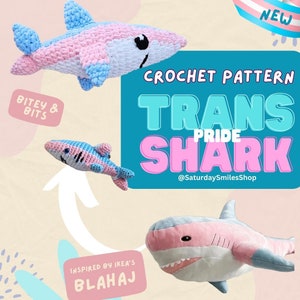 Alleen Trans Pride Shark BLAHAJ geïnspireerd haakpatroon