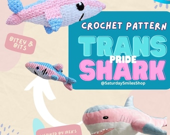 Trans Pride Shark BLAHAJ inspirado en el PATRÓN de ganchillo solamente
