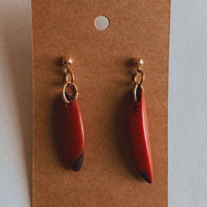 Asymmetrical Maroon Boho Earrings