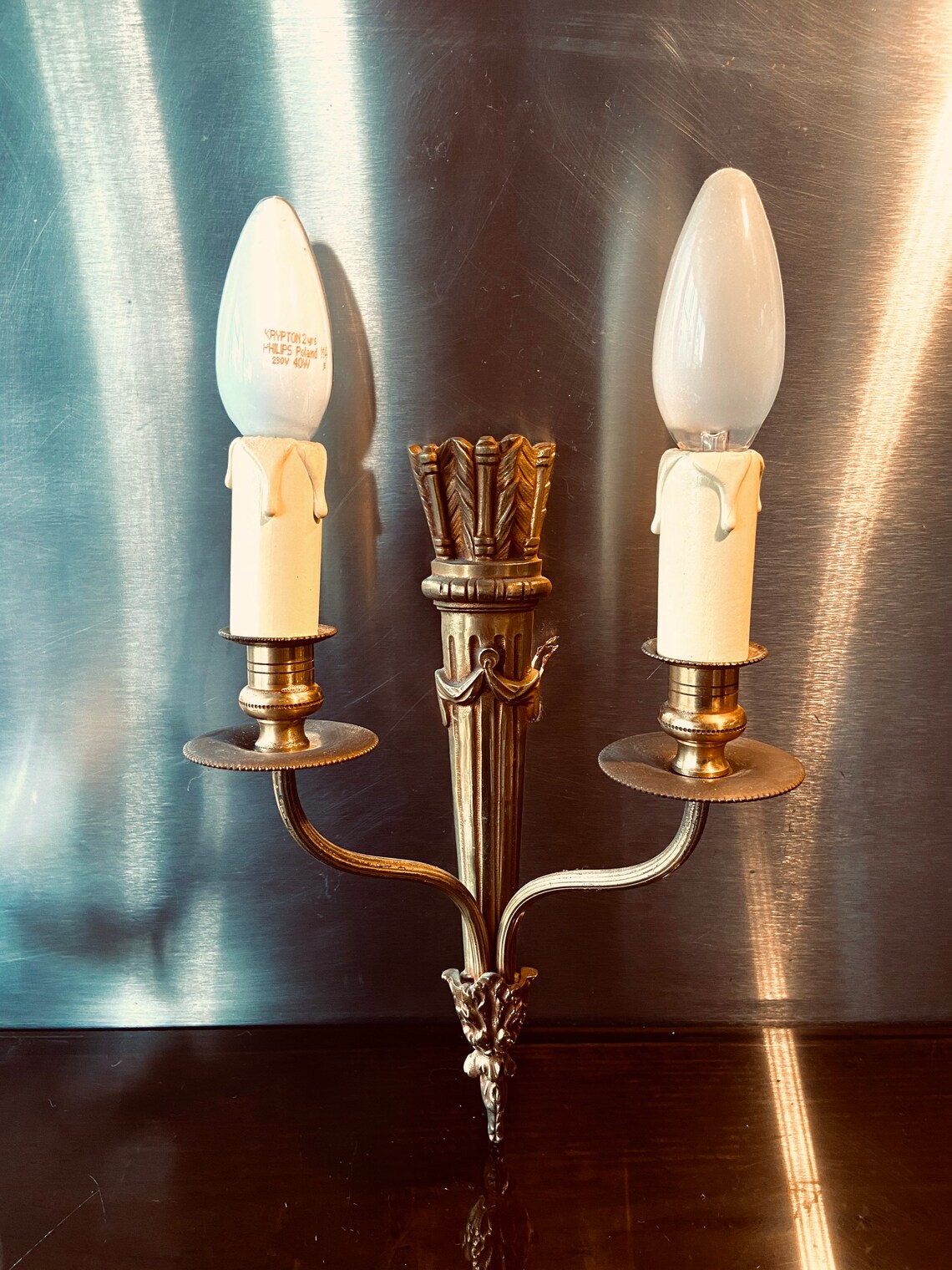 Old Pair of Wall Sconces With Double Fire in Very Decorative Etsy