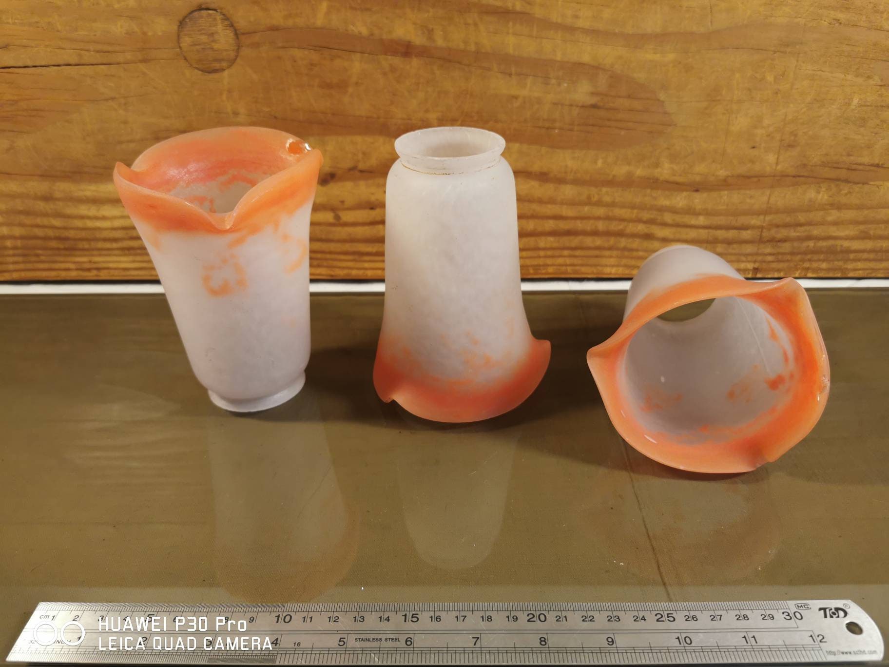 Abat-Jour en Pâtes de Verre Orangé Pour Suspension Lampe Plafonnier Francais