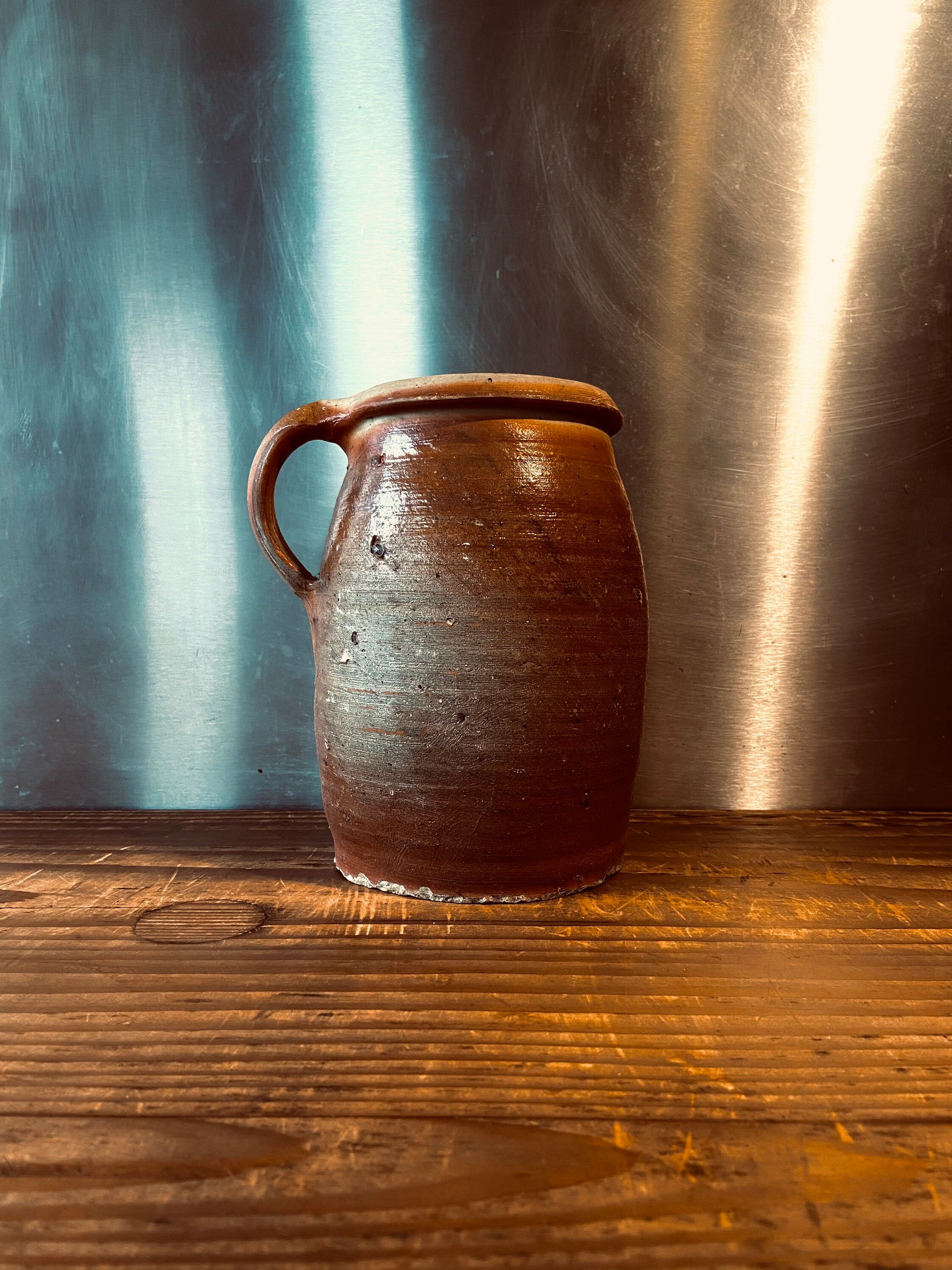 Pichet en Grès/Pot Terre Cuite Ancien Vintage Marron et Beige/ H20cm