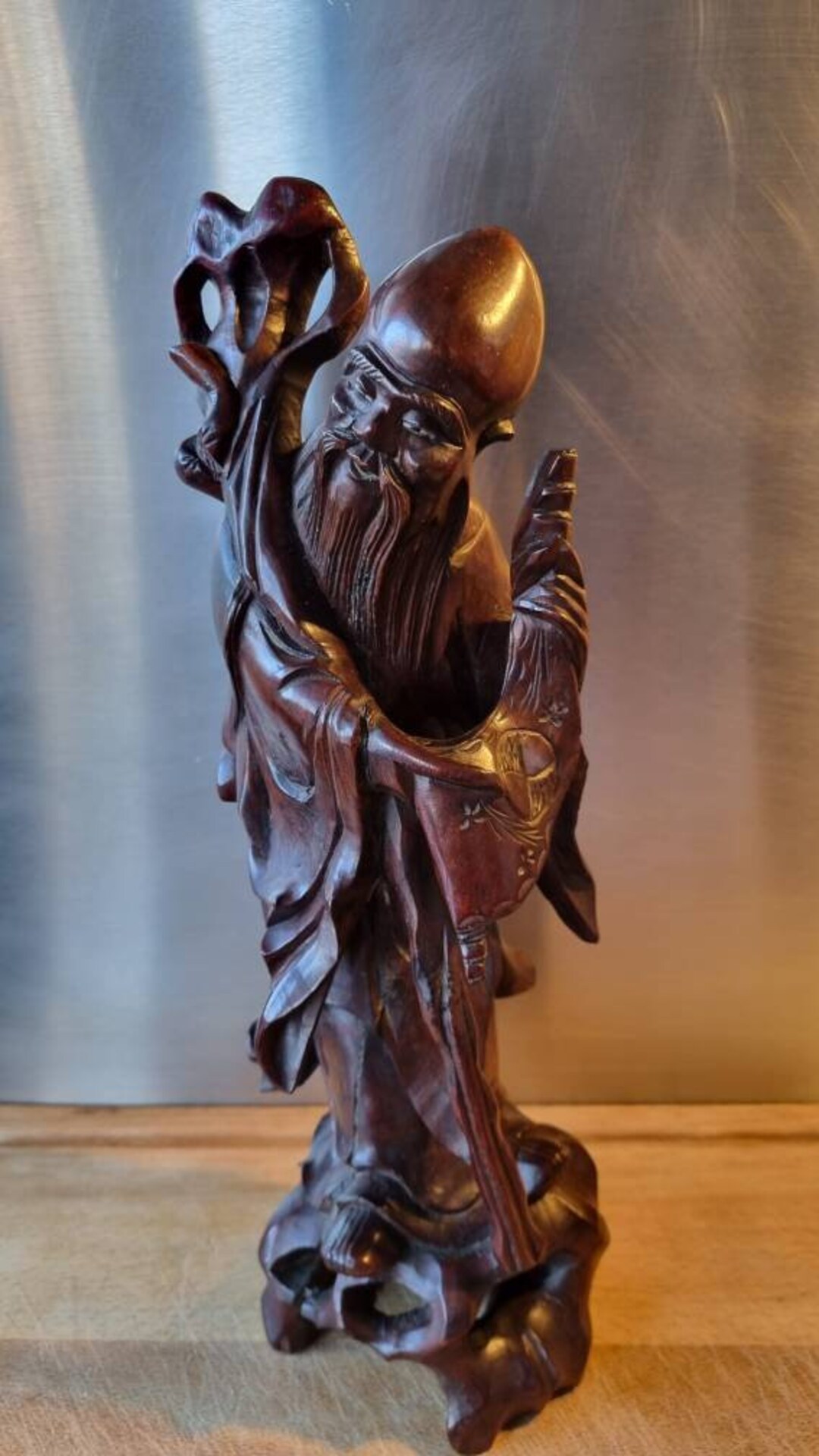 19th Century Chinese Wooden Sculpture Representing an Immortal Etsy